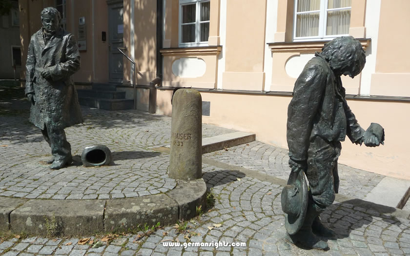 The statues of Kaspar Hauser in Ansbach