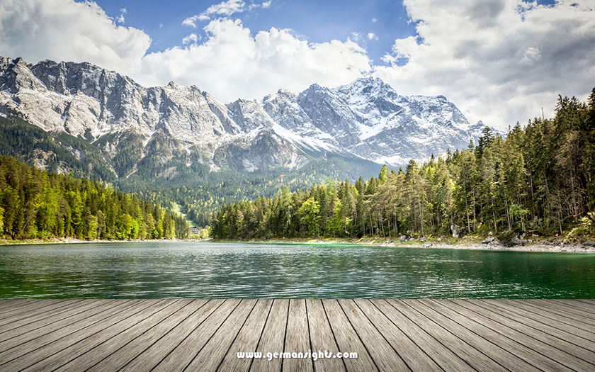 The Zugspitze from the Eibsee lake