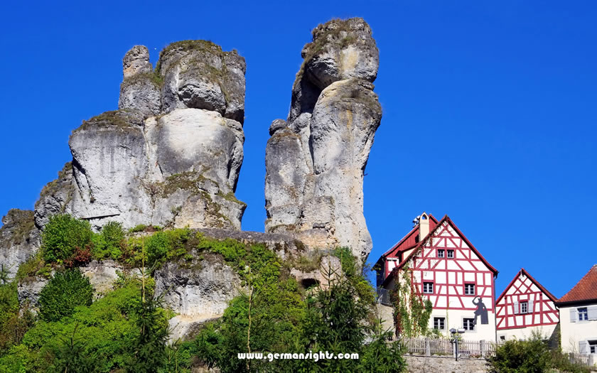 Rock formations in Tüchersfeld in Franconian Switzerland