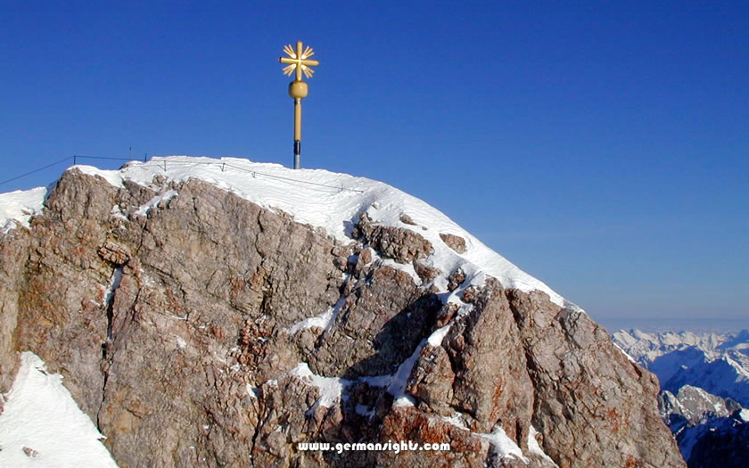 The cross on the peak of the Zugspitze