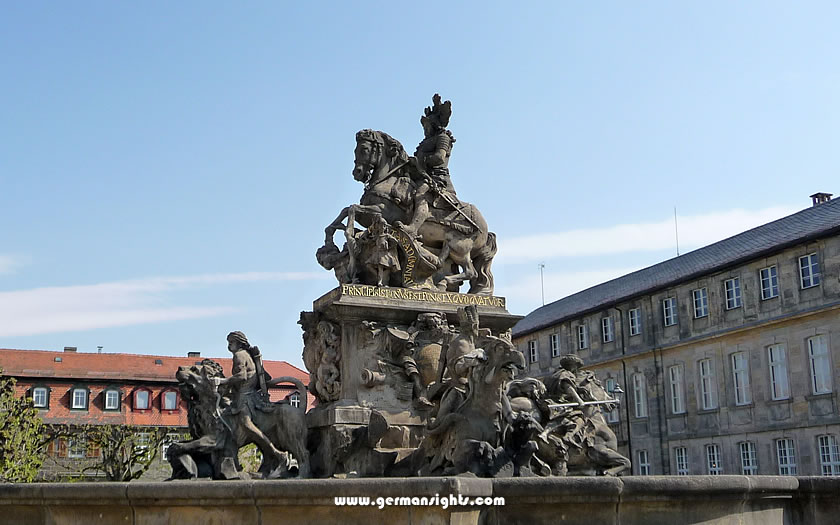 The Margravial Statue in front of the Neues Schloss in Bayreuth  Germany