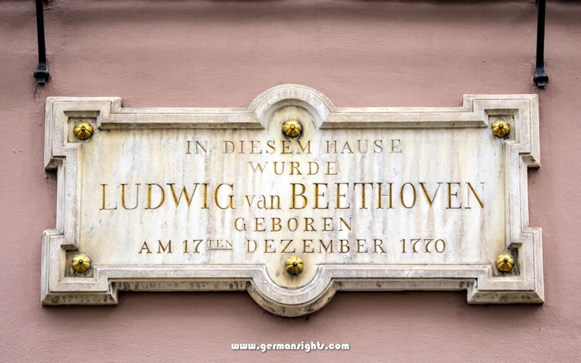 Commemorative sign on the Beethoven house in Bonn
