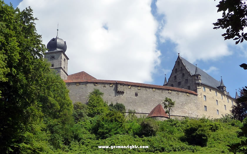 View from the walk up through the Hofgarten park to the Veste Coburg fortress