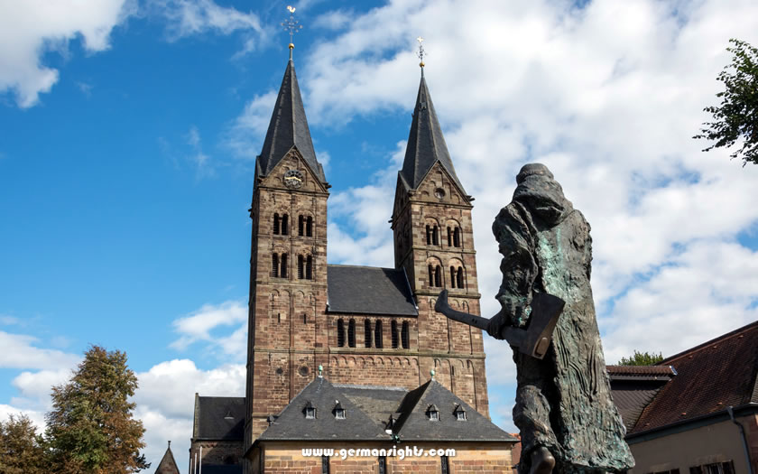 Statue of St Boniface in front of Fritzlar Cathedral