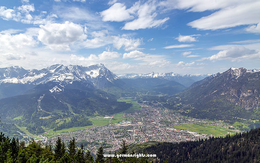 View over Garmisch-Partenkirchen in southern Germany