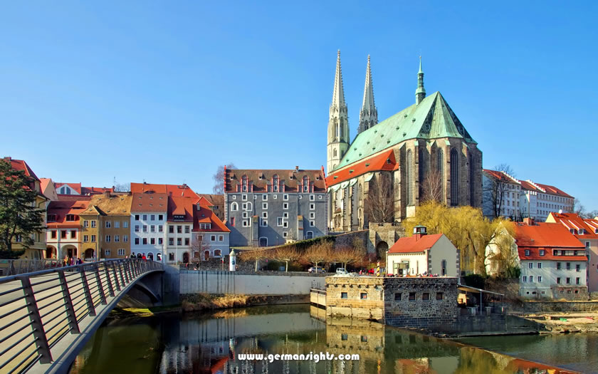 The church of St Peter and St Paul in Görlitz seen from across the border in Poland