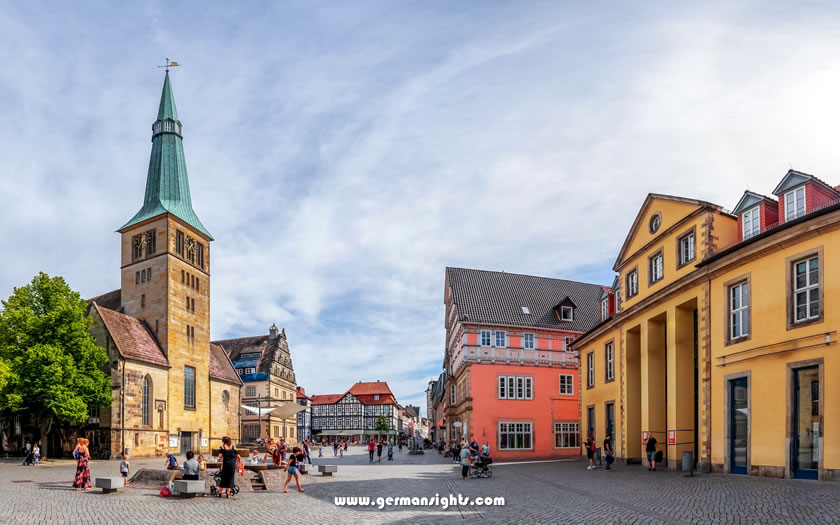 The Market and St Nicolai church in Hamelin