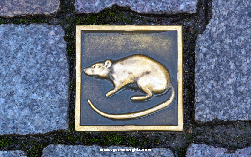 One of the rat symbols on the Pied Piper Trail in Hamelin