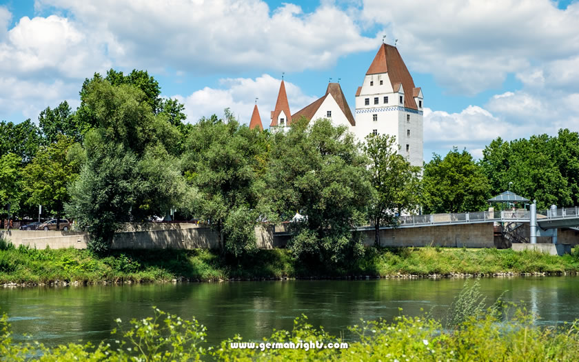 The Danube and the Neue Schloss in Ingolstadt