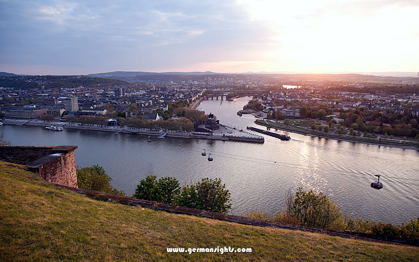 The cable car across the Rhine river in Koblenz