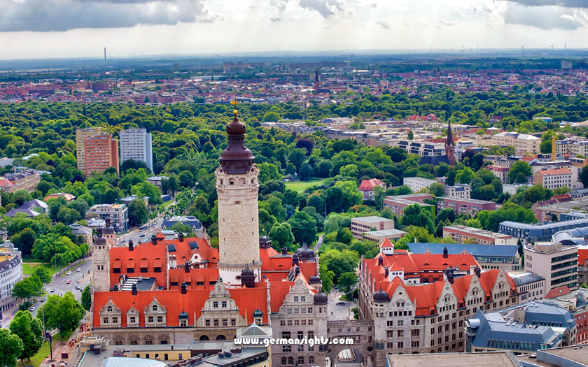 A view over the city centre of Leipzig