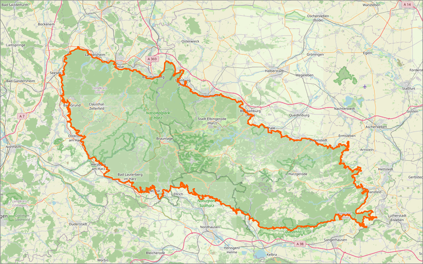 Map of Harz Mountains