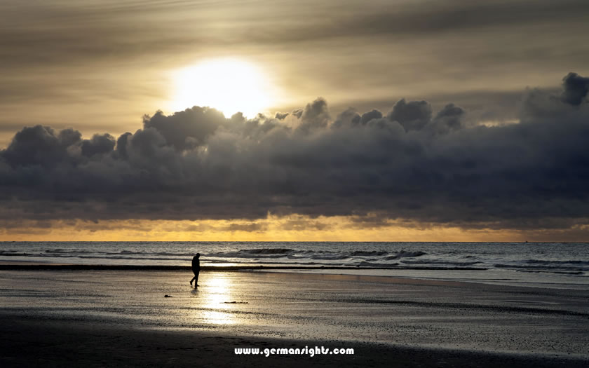 Sunset on the beach of the East Frisian island of Norderney