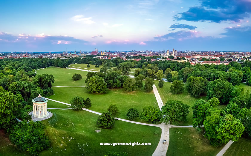 View from the Monopteros towards Munich city centre