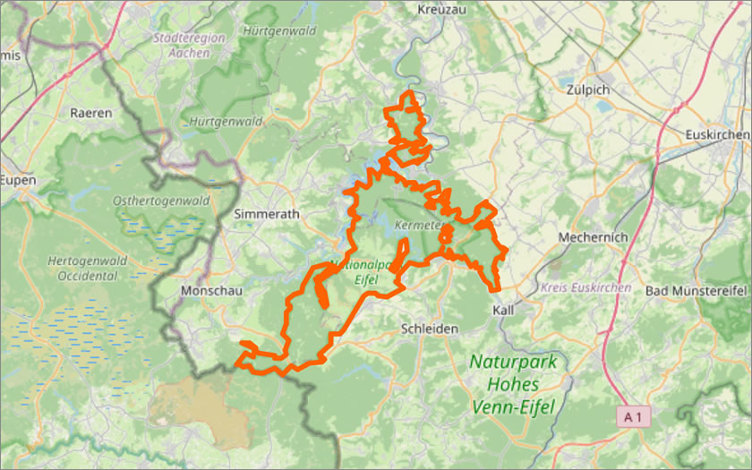 Map of the Nationalpark Eifel