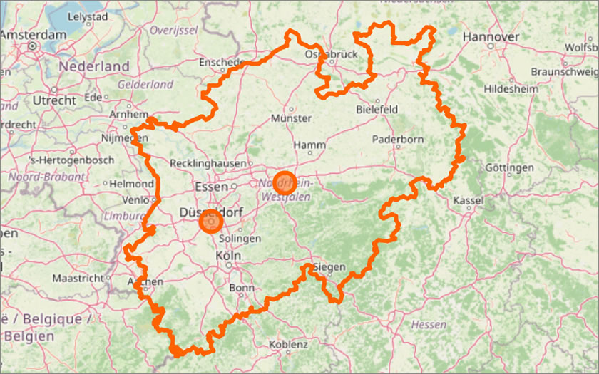 Map of North Rhine-Westphalia