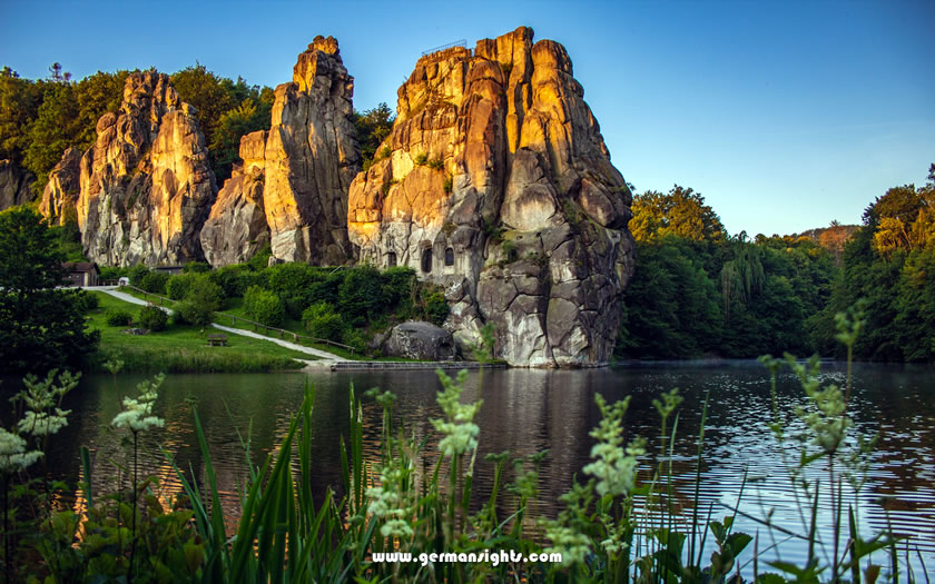 The Externsteine rock pillars in the Teutoburg Forest