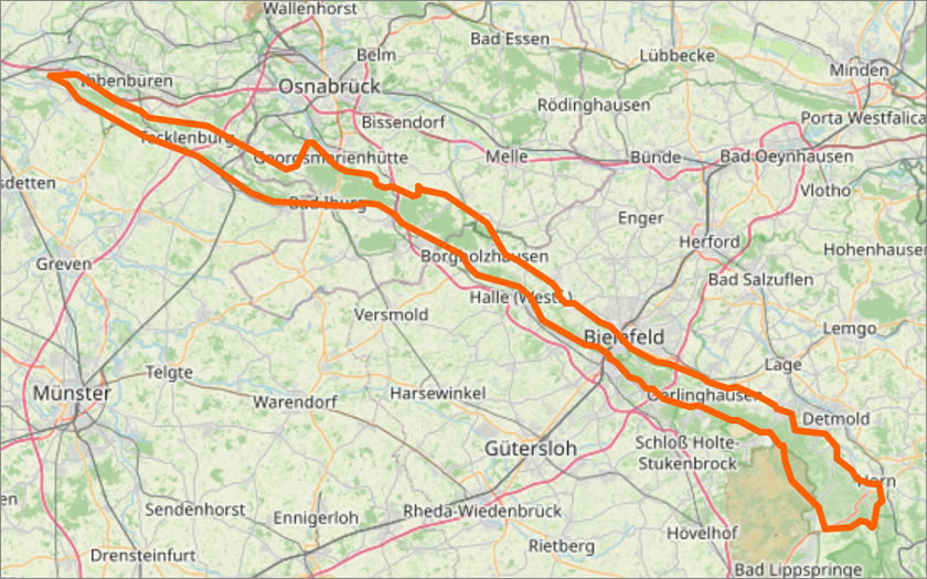 Map of Teutoburg Forest