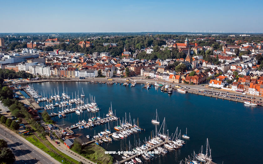 Picturesque harbour at Flensburg