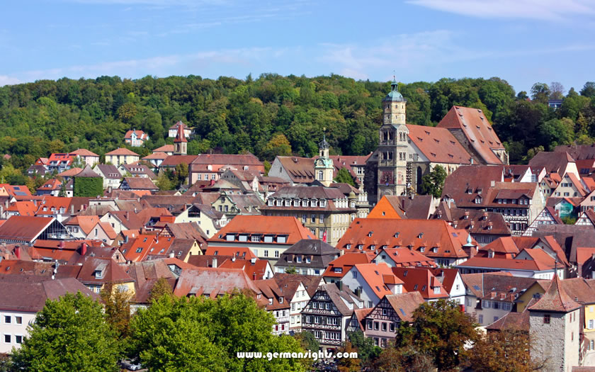 The medieval town centre of Schwabisch Hall in Germany