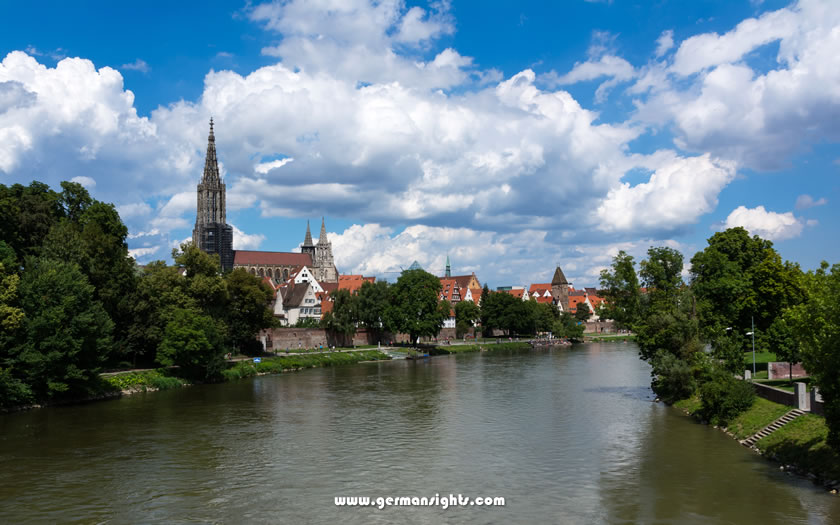 View of Ulm on the Danube river